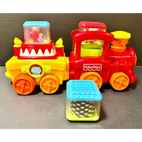Fisher Price Peek A Blocks Circus Train &  Blocks. Lights. Sounds, & Movement! - Picture 1 of 7